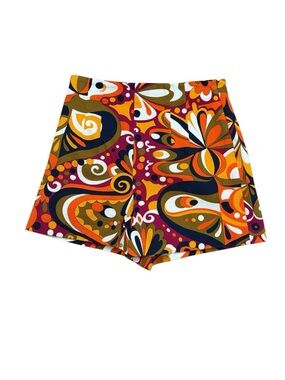 Zara High-Waist Retro  98% Floral Shorts - Orange, Burgundy, Olive, Navy, White.